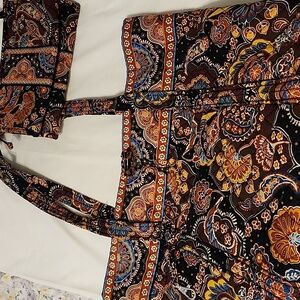 Vera Bradley Dark Paisley Quilted Bag With Bonus Makeup Bag